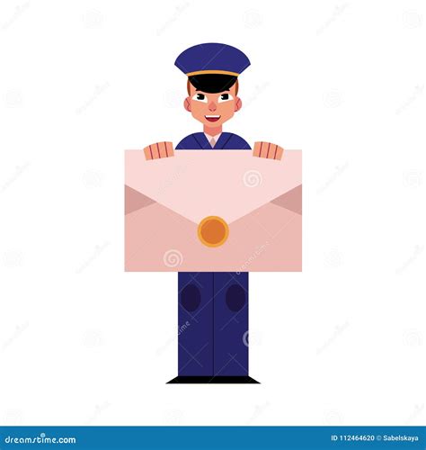 Vector Cartoon Postman Mailman Character Letter Stock Vector