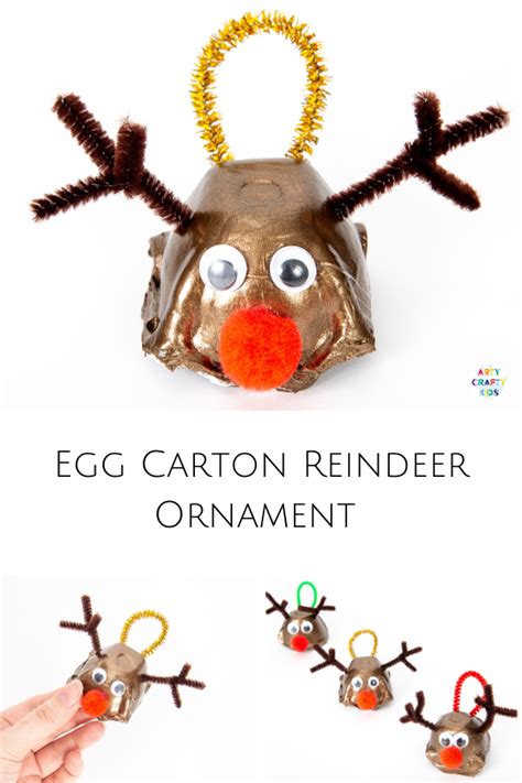 Egg Carton Reindeer Ornament Easy Kids Christmas Craft