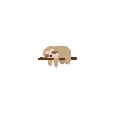 Lazy Sloth Sleeping On A Branch Flat Design Vector Premium Download