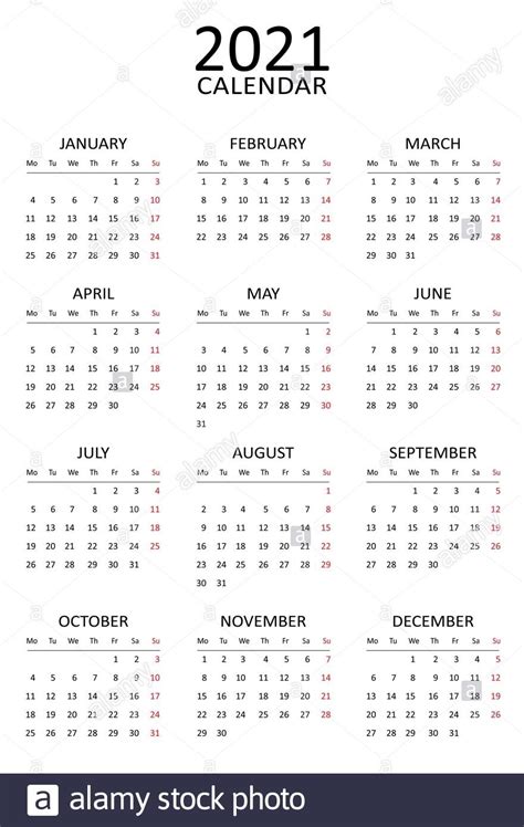 Printable Calendar 2021 Starts On Monday Best Calendar Example