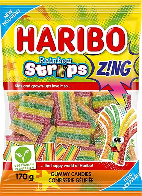 Haribo Zng Rainbow Strips Candy 4 Sour Fruity Flavours No Artificial
