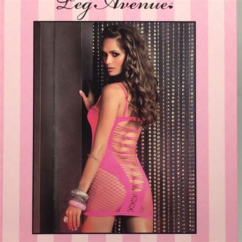 Leg Avenue Hot Pink Net Cut Out Mini Dress One Size Style 28093 For