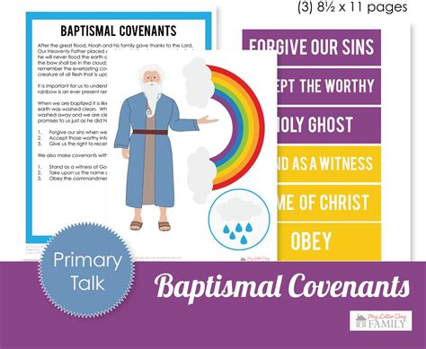 Lds Primary Talk Printable With Graphics Topic Baptismal Covenants Diy