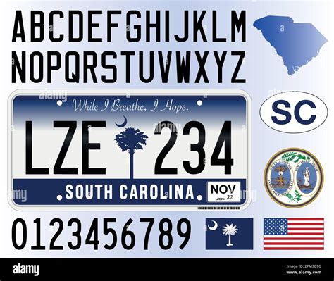 South Carolina Car License Plate New Style 2016 Letters Numbers And