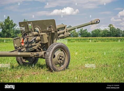 Cannon From World War Ii On A Battlefield Stock Photo Alamy