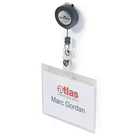 Name Badge With Retractable String Durable Hxw 60 X 90 Mm Pack Of