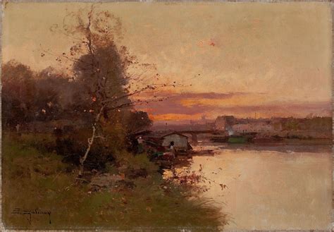 Galien LaloueeugÈne French 1854 1941 River At Sunset15 X 21 12