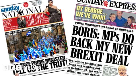 Scotlands Papers Massive Indy March And No Dither Brexit Promise Bbc News