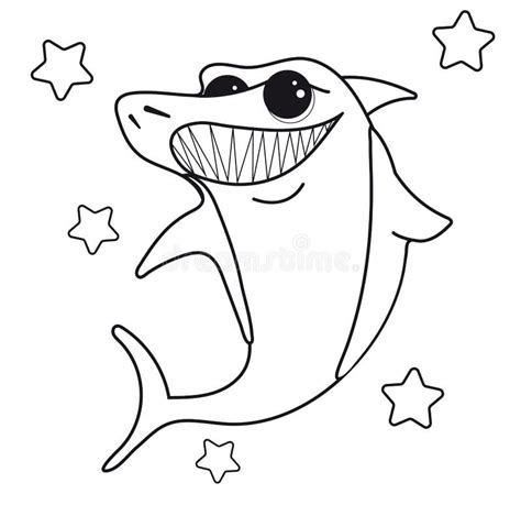 Libro De Colorear Para Los Niños Tiburón Ilustración del Vector Ilustración de carácter