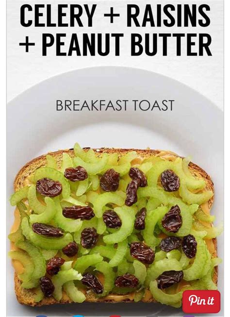 Celery Raisins And Peanut Butter Toast Creative Breakfast Healthy