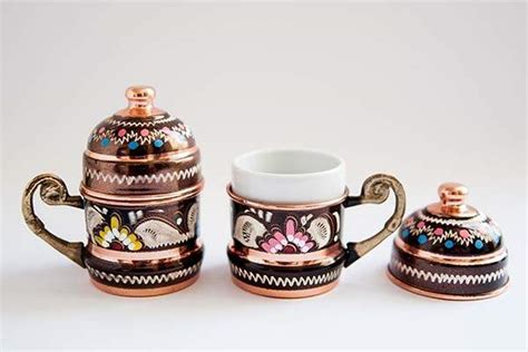 Hand Painted Turkish Vintage Copper Coffee Set Gadgetsin