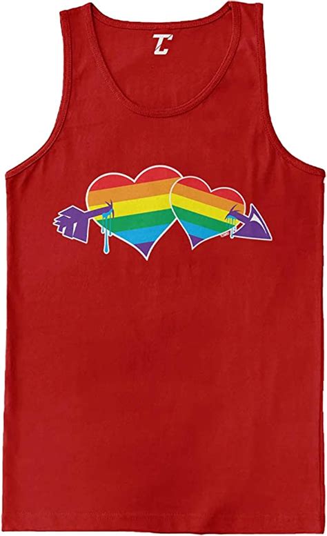 Amazon Com Lgbt Rainbow Lesbian Pride Heart Men S Athletic Jersey Tank