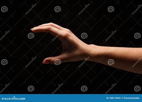 Female Hand Measuring Something Cutout Gesture Stock Image Image Of