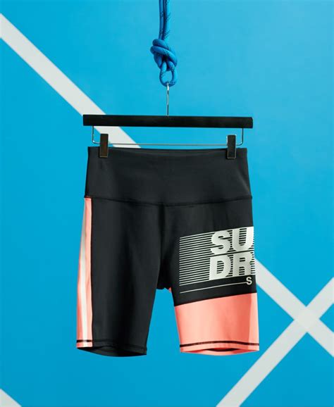 Womens Training Graphic Tight Shorts In Phosphorescent Coral Superdry