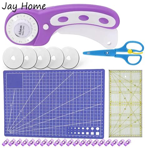 45mm Fabric Rotary Cutter Set With 5pcs Replacement Blades And Cutting