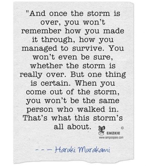 What does it won't be the same without you? When you come out of the storm, you won't be the same ...
