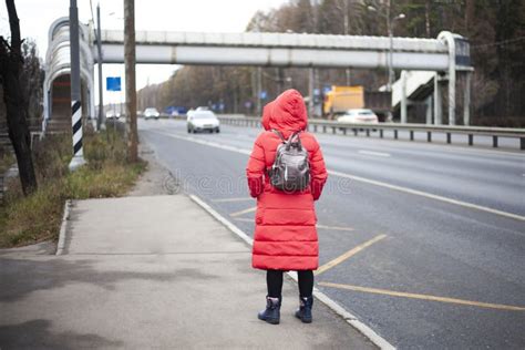 Girl Waiting For Transport At The Bus Stop Stock Image Image Of Serious Confident 39037993
