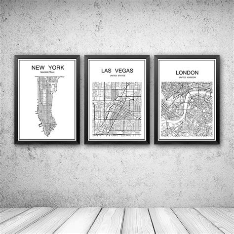 World Famous City Map Abstract Poster Art Kraft Paper Cafe Bar Poster