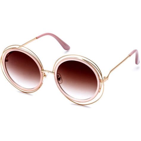 shein sheinside pink frame round lens sunglasses 13 via polyvore featuring accessories