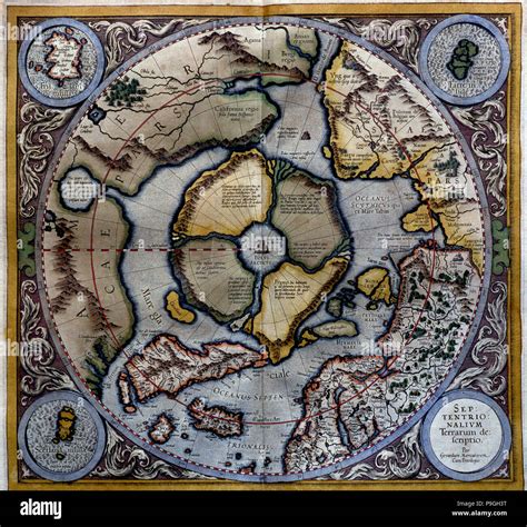 Atlas De Gerardus Mercator 1595 Mapa Del Ártico En El Polo Norte Y