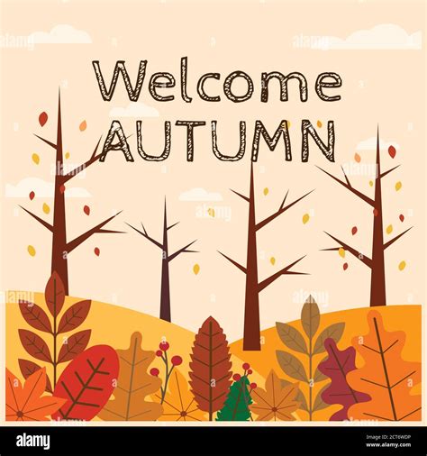 Welcome Autumn Vector Backgroundautumn Season Maple And Oak Leaves