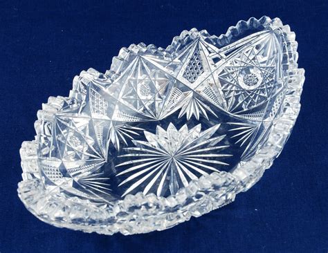 American Brilliant Cut Glass Relish Candy Dish Crystal American Brilliant