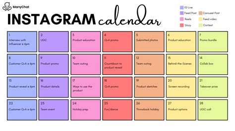 Ejemplos Reales De Calendarios De Contenido De Instagram Marketing De