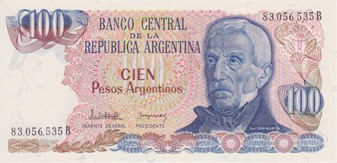 Argentina 100 Pesos Argentinos Banknote 1985 Jose De San Martin World Banknotes And Coins Pictures