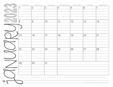 Free Printable Lined Monthly Calendar 2023
