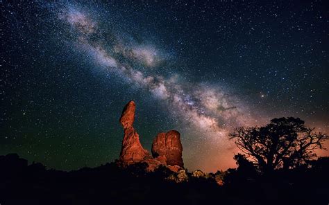 Galaxy Milky Way Stars Desert Night Rocks Stones And Mobile