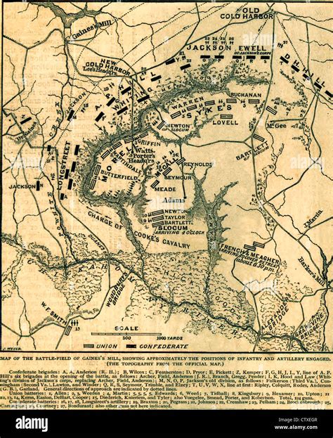 Map Of The Battlefield Of Gainess Mill Va Showing Approximately The