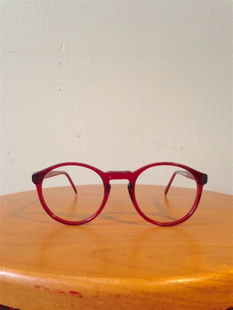 Vintage 1980s Cherry Red Round Sunglasses Eyeglasses Deadstock Nos New Old Stock Bright Red