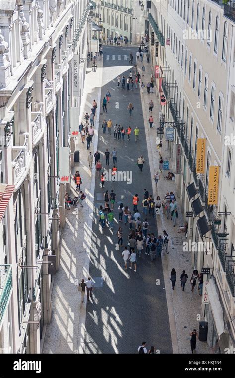 Group Of People Walking In Street Lisbon Portugal Stock Photo Alamy