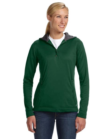 Russell Athletic Womens Tech Polyester Fleece 14 Zip Hooded Sweatshirt
