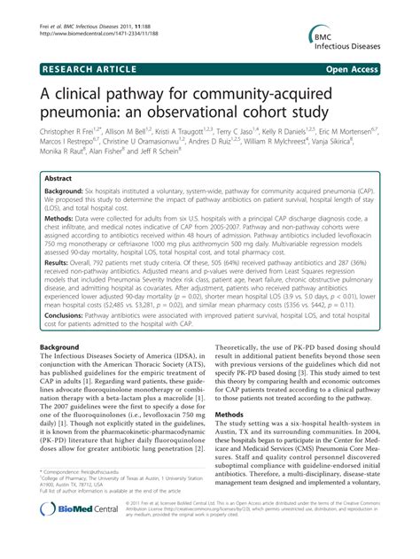 Pdf A Clinical Pathway For Community Acquired Pneumonia An
