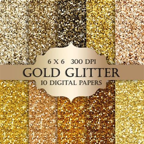 Gold Glitter Digital Paper Glitter Gold Scrapbooking Digital Paper