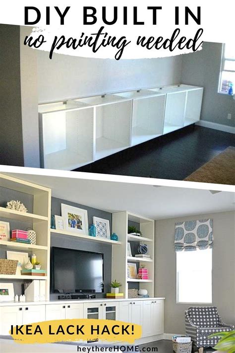 Ikea Diy Built In Hack Using Ikea Cabinets And Shelves In 2021 Ikea