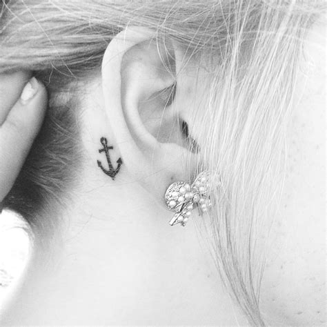 anchor behind ear | Behind ear tattoos, Behind ear tattoo small, Small 