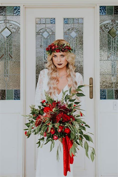 From red to purple to rainbow flowers, search wedding flowers by color and quickly see what your choices are. MADDIE + MAT // #bride #bridal #dress #lace #flowers # ...