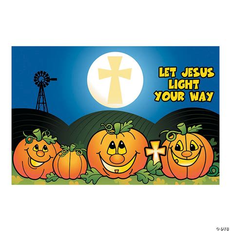 Christian Pumpkin Backdrop Banner Halloween Decoration 3 Pc