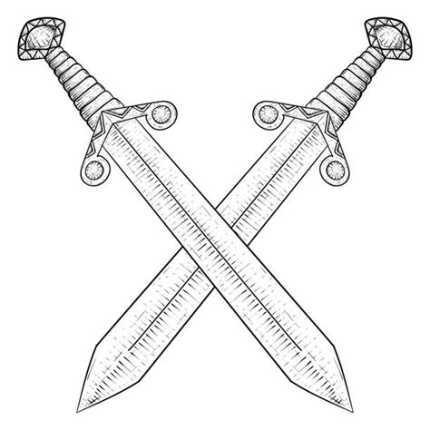 Two Swords Crossed Cartoons Illustrations Royalty Free Vector Graphics