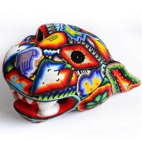 AHF 00058 Cabeza de Jaguar Pieza única Arte Huichol de Colección