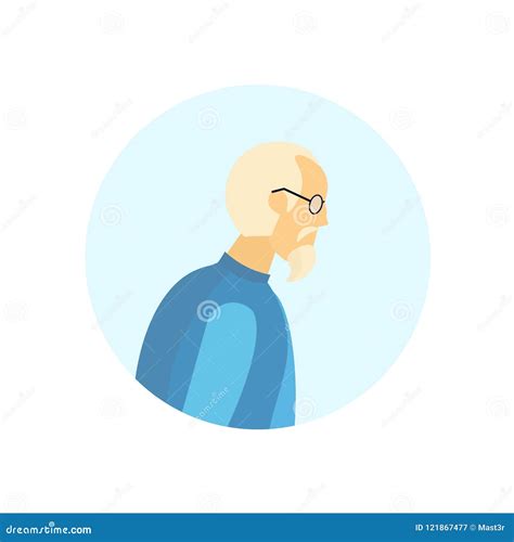 Old Man Glasses Profile Avatar Elderly Grandfather Isolated Portrait