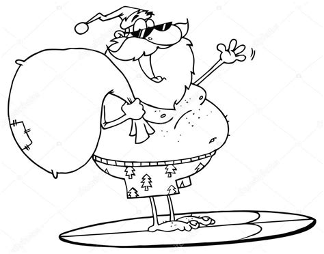 Cartoon Santa Claus On Surfing Board Stock Vector By ©hittoon 61072975