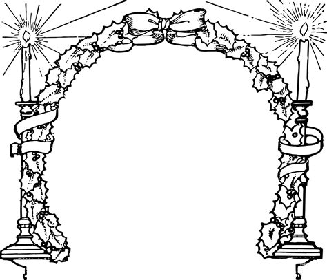 Vintage Christmas Candle Frame Coloring Page Colouringpages