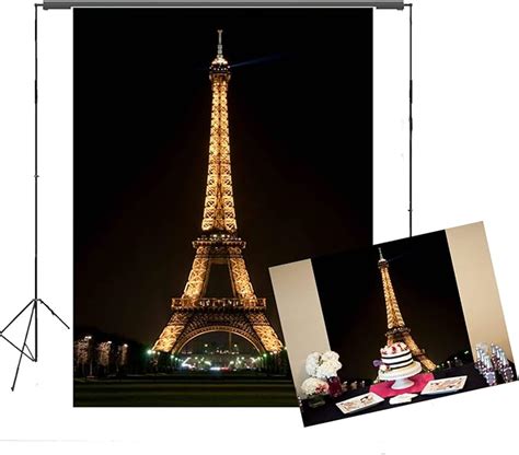 Paris Eiffel Tower Backdrop 5x7ft Paris Night View Props
