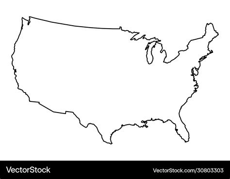 Usa Outline Map Eps Royalty Free Stock Svg Vector