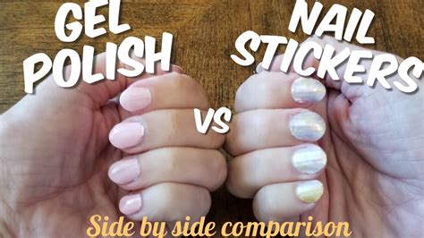 Gel Polish Vs Nail Stickers Side By Side Comparison Between At Home Gel Polish And Nail