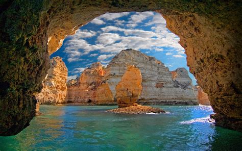 Ocean Cave In Portugal Hd Wallpaper Background Image