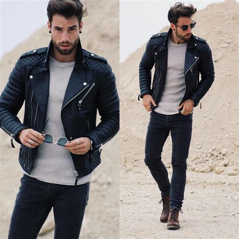 Bad Boy Style Outfit Leather Jacket Men Mens Fashion Edgy Mens Outfits